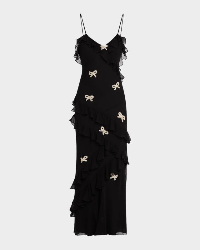 Rialto Crystal Bow-Embellished Maxi Dress
